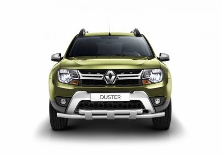 Защита переднего бампера двойная с пластинами ?63/63мм (НПС) Renault Duster 2016-